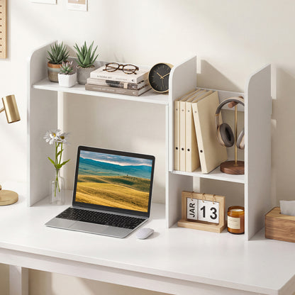 Expandable Desktop Bookshelf with Open Storage Cubes