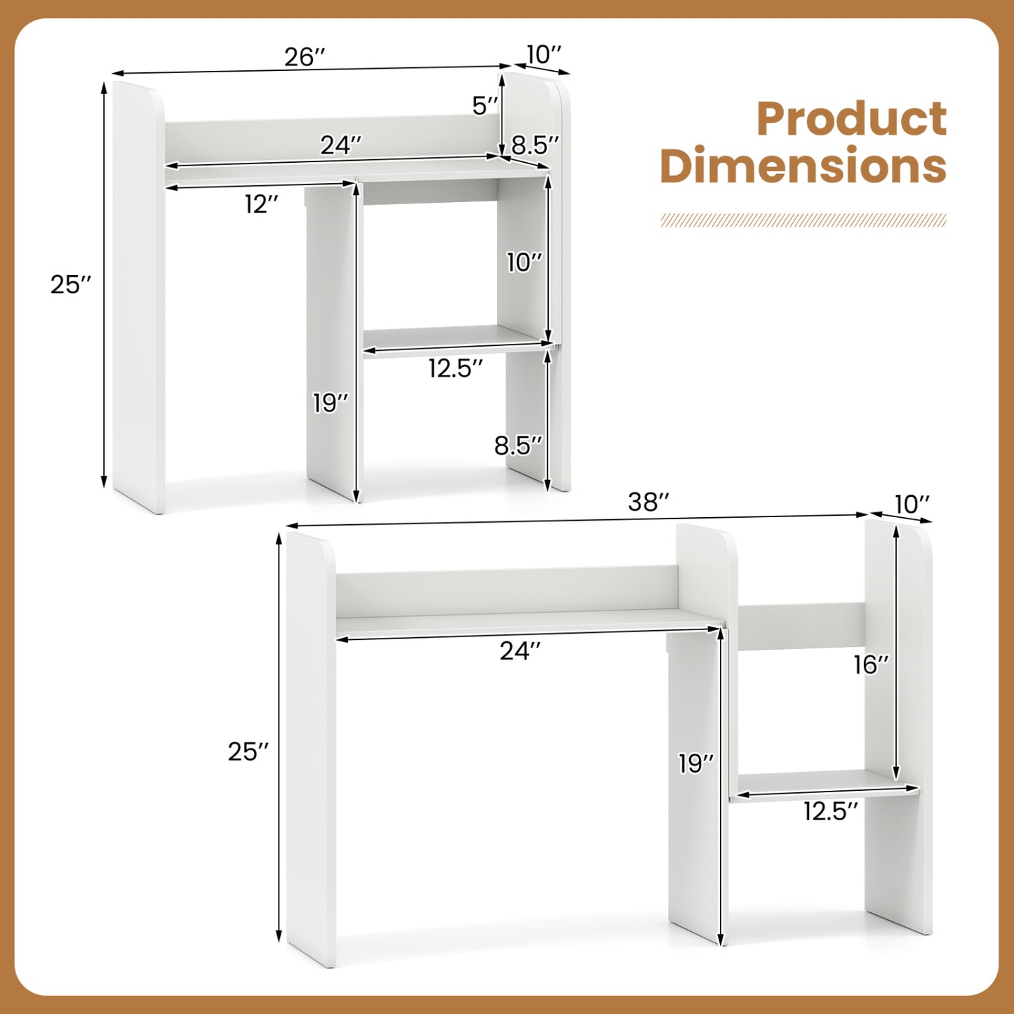 Expandable Desktop Bookshelf with Open Storage Cubes