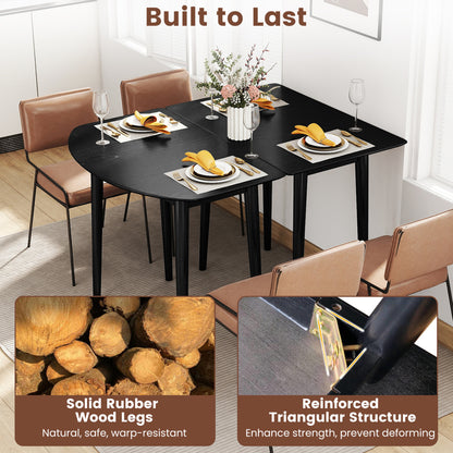 Extendable Dining Table Set with 2 Half-Round and 1 Rectangular Tables-Black