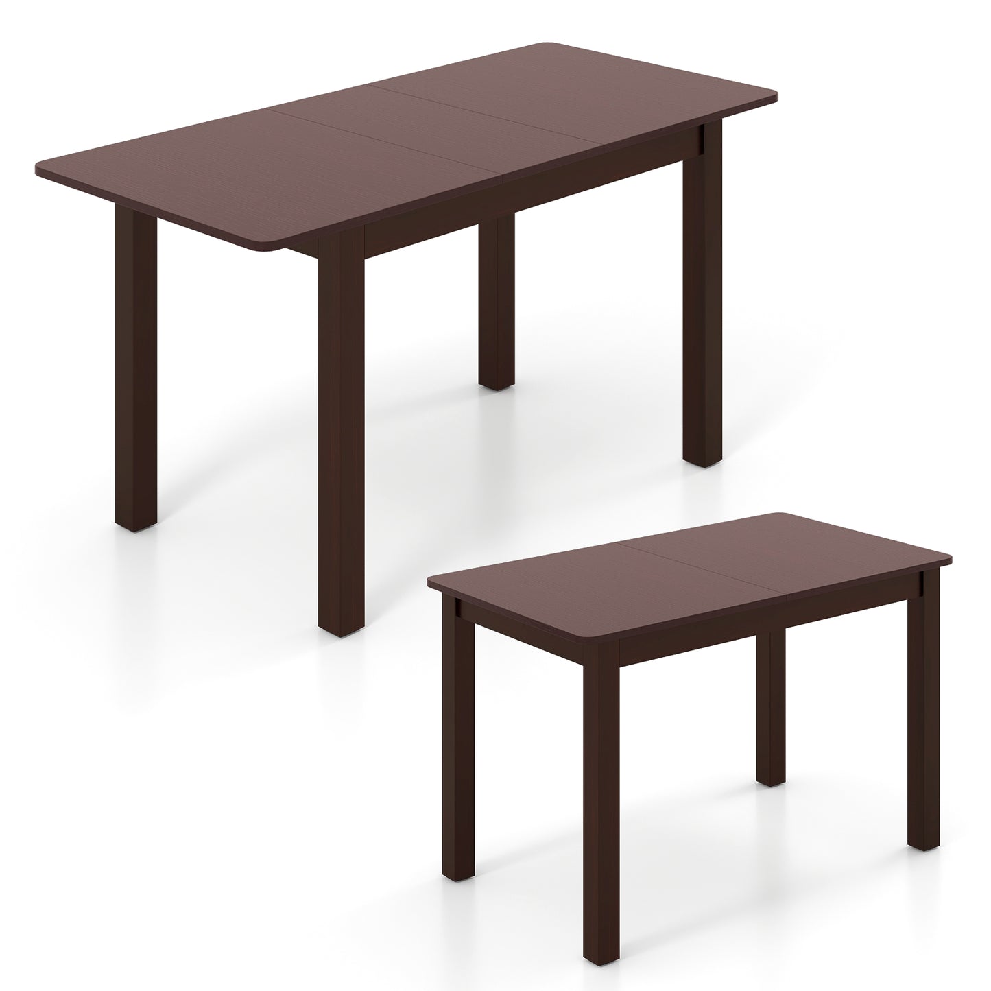 Extendable Folding Dining Table with Rubber Wood Frame and Safety Locks
