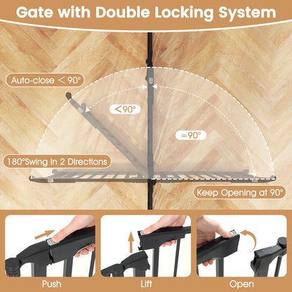 Extra Wide Baby Gate Fits 34.5-154" Openings 6-Panel Adjustable Pet Safety Fence-Black
