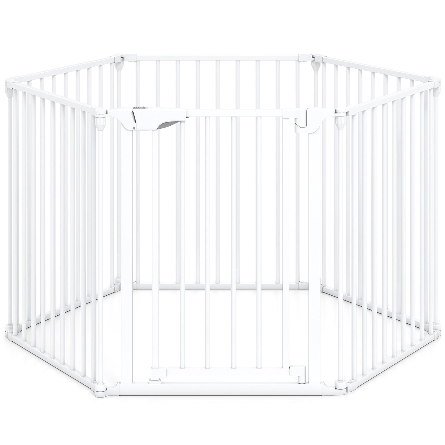Extra Wide Baby Gate Fits 34.5-154" Openings 6-Panel Adjustable Pet Safety Fence-White