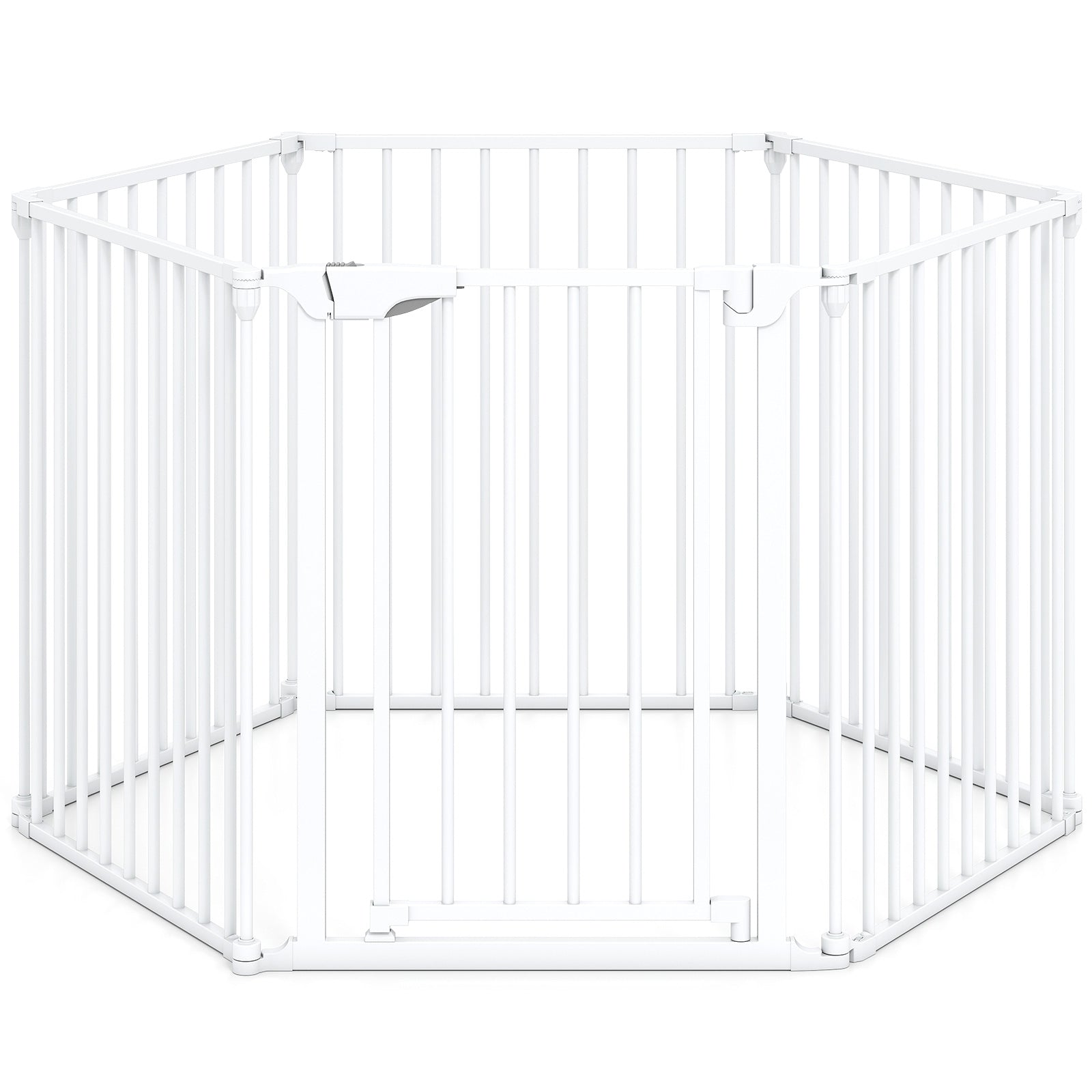 Extra Wide Baby Gate Fits 34.5-154" Openings 6-Panel Adjustable Pet Safety Fence-White