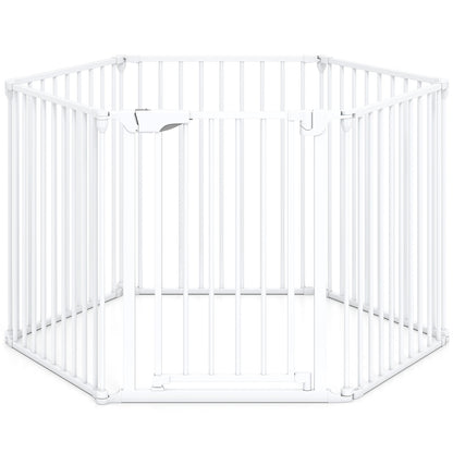 Extra Wide Baby Gate Fits 34.5-154" Openings 6-Panel Adjustable Pet Safety Fence-White