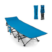 Wide Foldable Camping Cot with Carry Bag-Blue - Blue