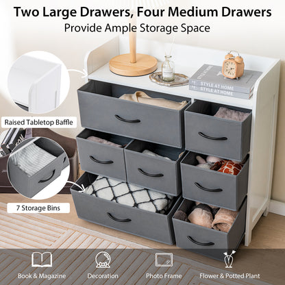 Fabric Dresser with 7 Drawers for Bedroom-White