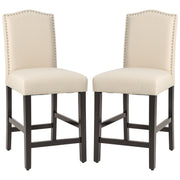 2 Pcs Fabric Nail Head Counter Height Dining Side Chairs Set-Beige