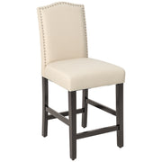 2 Pcs Fabric Nail Head Counter Height Dining Side Chairs Set-Beige