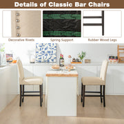 2 Pcs Fabric Nail Head Counter Height Dining Side Chairs Set-Beige