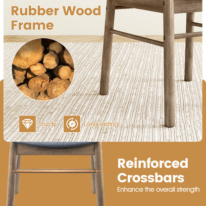 Fabric Upholstered Kitchen Armless Dining Chairs with Rubber Wood Frame Set of 2-Oak