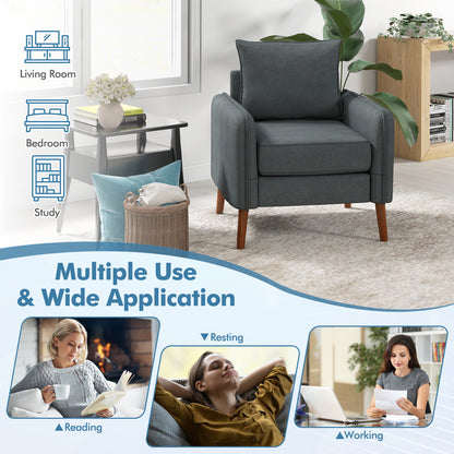 Fabric Upholstered Sofa Chair with Removable Back and Seat Cushions-Gray