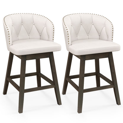 Counter Height Fabric Upholstered Bar Stools Set of 2-Beige - Beige