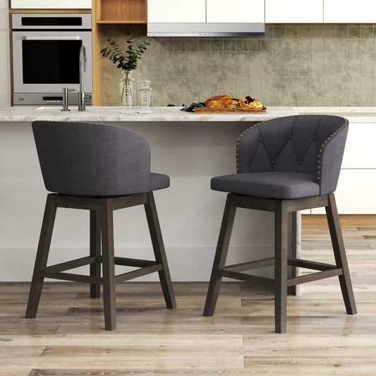 Counter Height Fabric Upholstered Bar Stools Set of 2