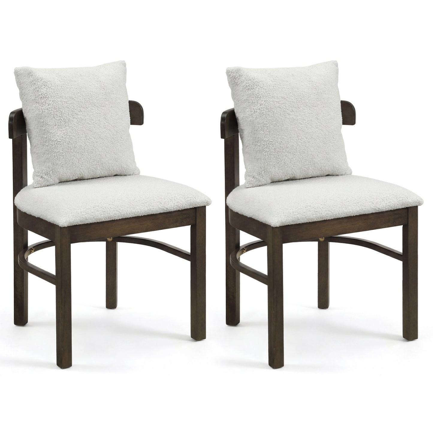 Fabric Upholstered Wood Dining Chairs Set of 2 with Removable Pillow