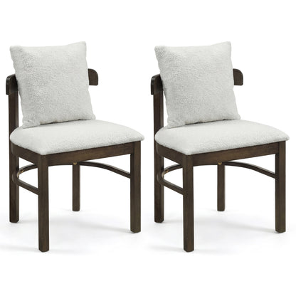 Fabric Upholstered Wood Dining Chairs Set of 2 with Removable Pillow