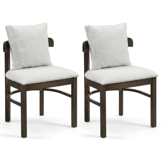 Fabric Upholstered Wood Dining Chairs Set of 2 with Removable Pillow