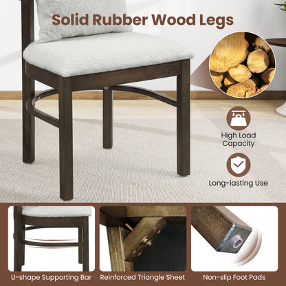 Fabric Upholstered Wood Dining Chairs Set of 2 with Removable Pillow