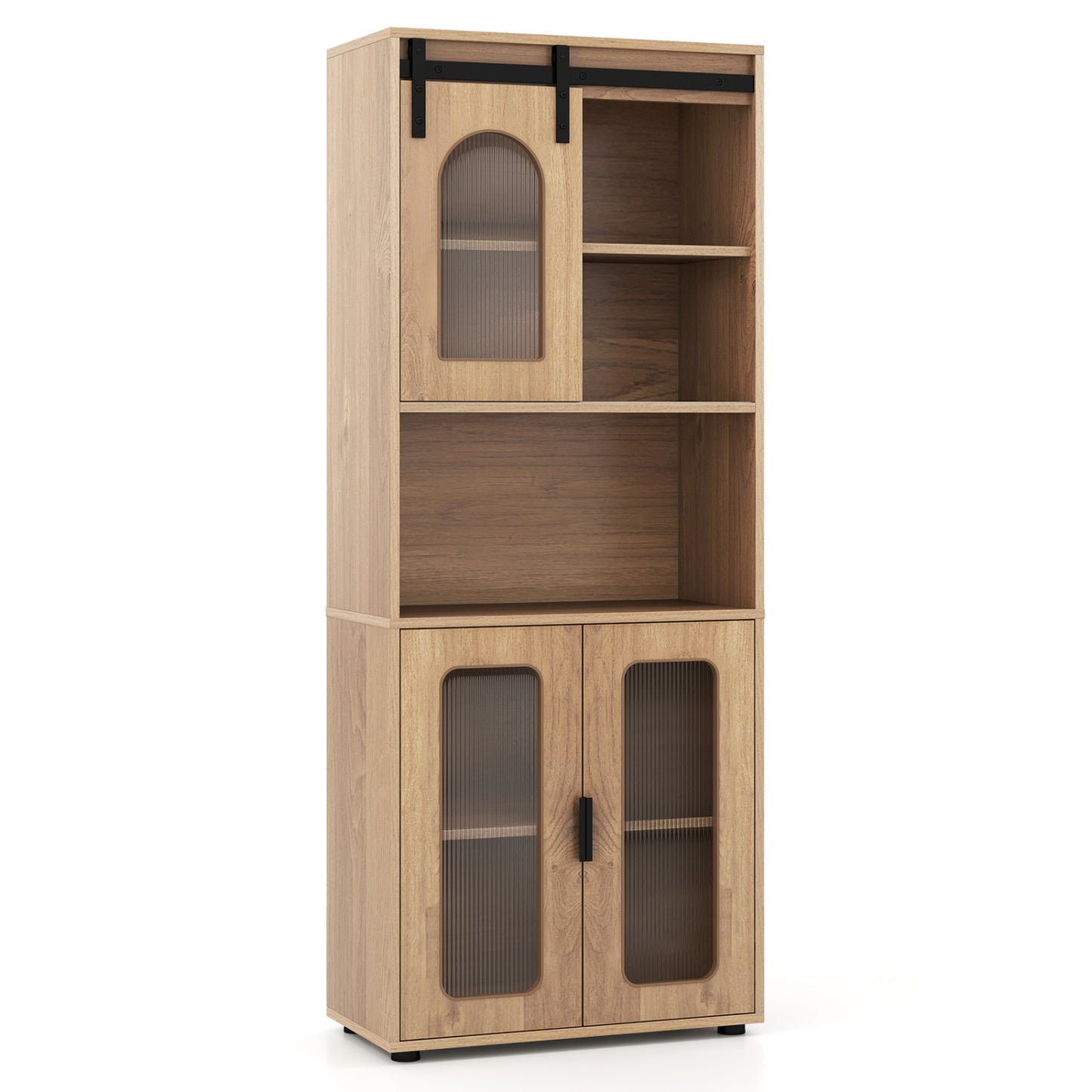 Farmhouse Bathroom Floor Cabinet with Sliding Barn Door