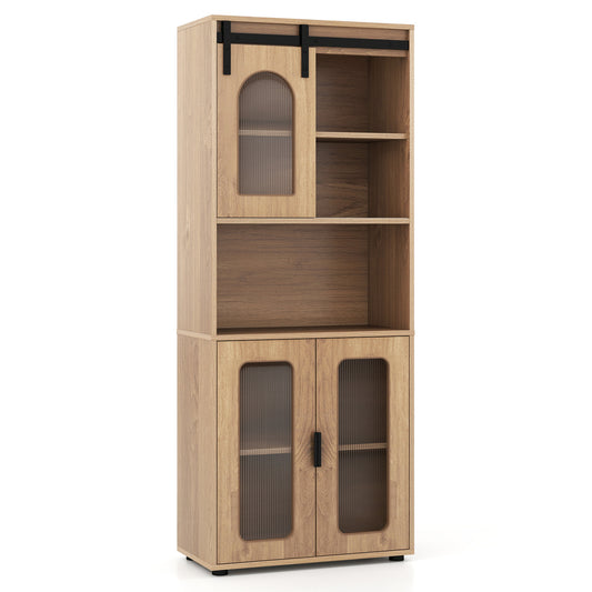 Farmhouse Bathroom Floor Cabinet with Sliding Barn Door
