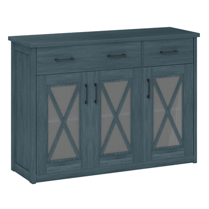 Farmhouse Buffet Sideboard 3-Door Kitchen Storage Cabinet with 2 Drawers