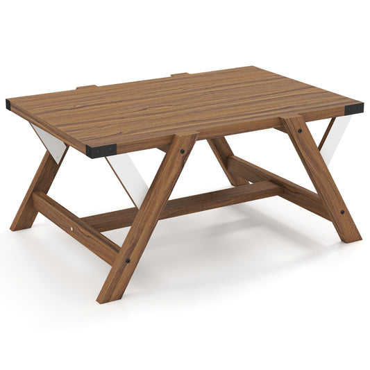Farmhouse Center Table with Decorative Nailhead Accents for Living Room