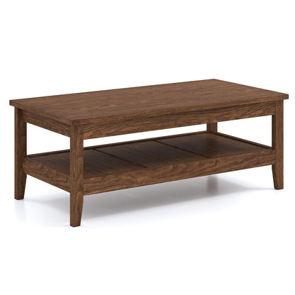 Farmhouse Coffee Table Rustic Cocktail Center Table with Thickened Tabletop-Walnue