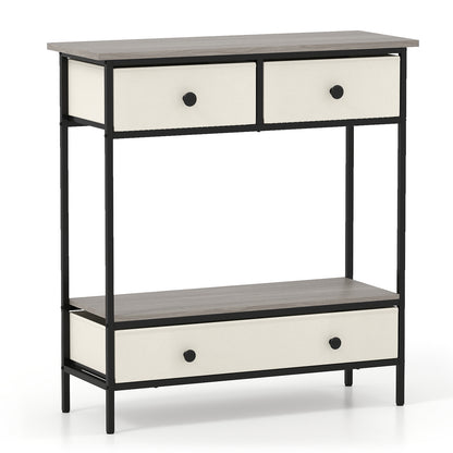 Farmhouse Console Table with Open Storage Shelf for Hallway-Gray