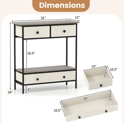 Farmhouse Console Table with Open Storage Shelf for Hallway-Gray