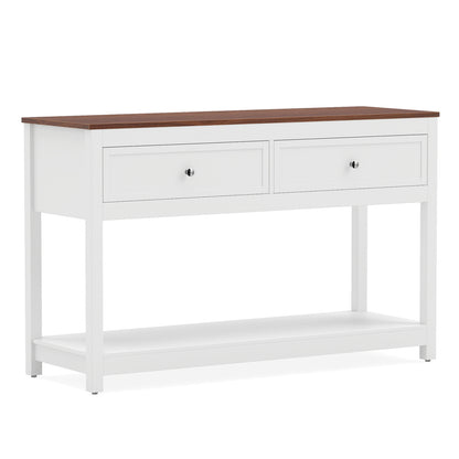 Console Table with 2 Drawers and Open Storage Shelf