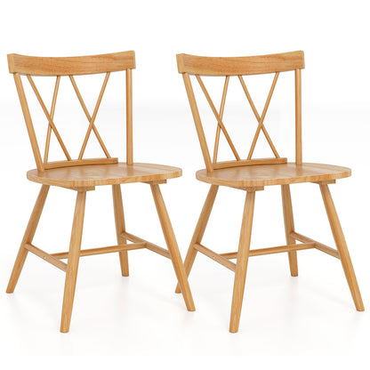Farmhouse Kitchen Dining Chair Set of 2 with Rubber Wood Frame-Natural