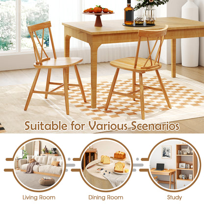 Farmhouse Kitchen Dining Chair Set of 2 with Rubber Wood Frame-Natural