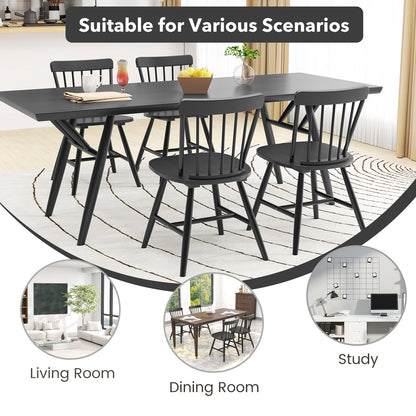 Farmhouse Kitchen Chair Set of 2 with Rubber Wood Frame-Black