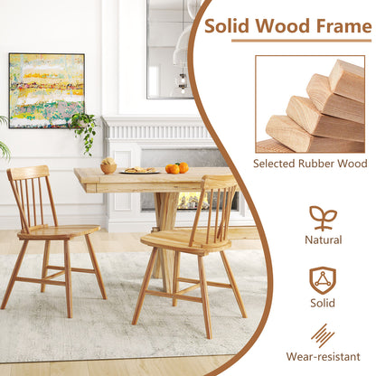 Farmhouse Kitchen Chair Set of 2 with Rubber Wood Frame-Natural
