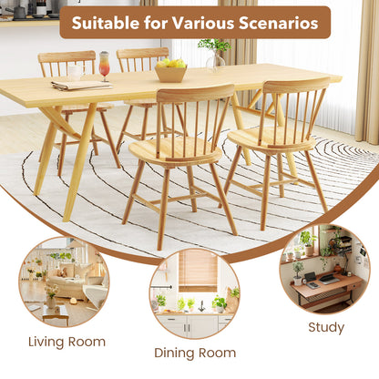 Farmhouse Kitchen Chair Set of 2 with Rubber Wood Frame-Natural
