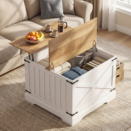 Farmhouse Lift Top Coffee Table with Hidden Storage Compartment-Brown