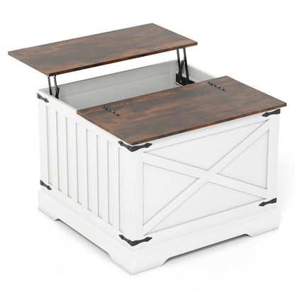 Farmhouse Lift Top Coffee Table with Hidden Storage Compartment-Rustic Brown