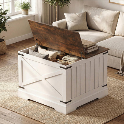 Farmhouse Lift Top Coffee Table with Hidden Storage Compartment-Rustic Brown