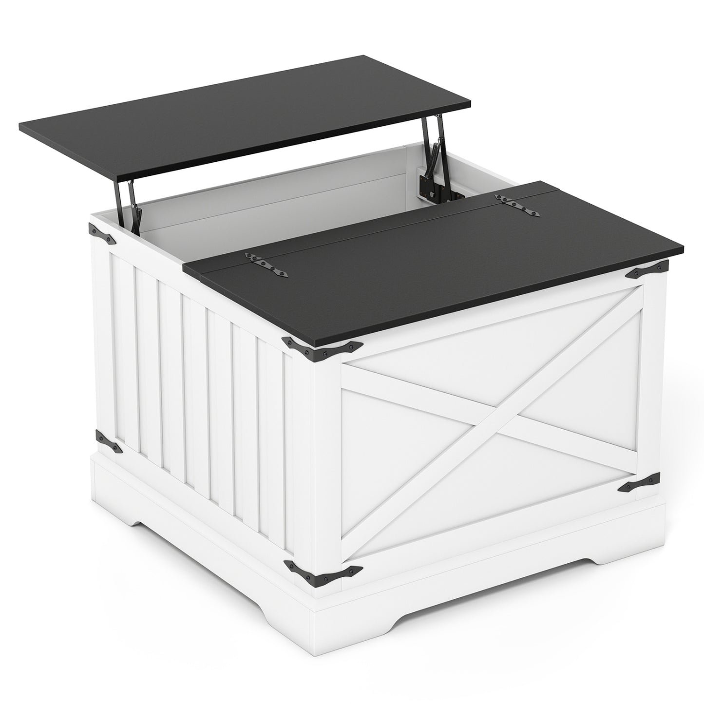 Farmhouse Lift Top Coffee Table with Hidden Storage Compartment-Black