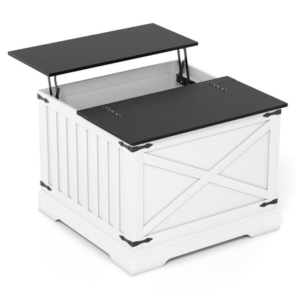 Farmhouse Lift Top Coffee Table with Hidden Storage Compartment-Black