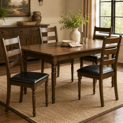 Dining Chairs Set of 4 - Farmhouse PU Leather Upholstered
