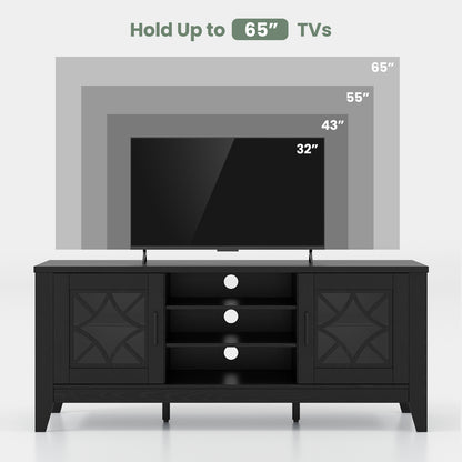 Farmhouse TV Stand for TVs Up to 65 Inches 4 Adjustable Shelves