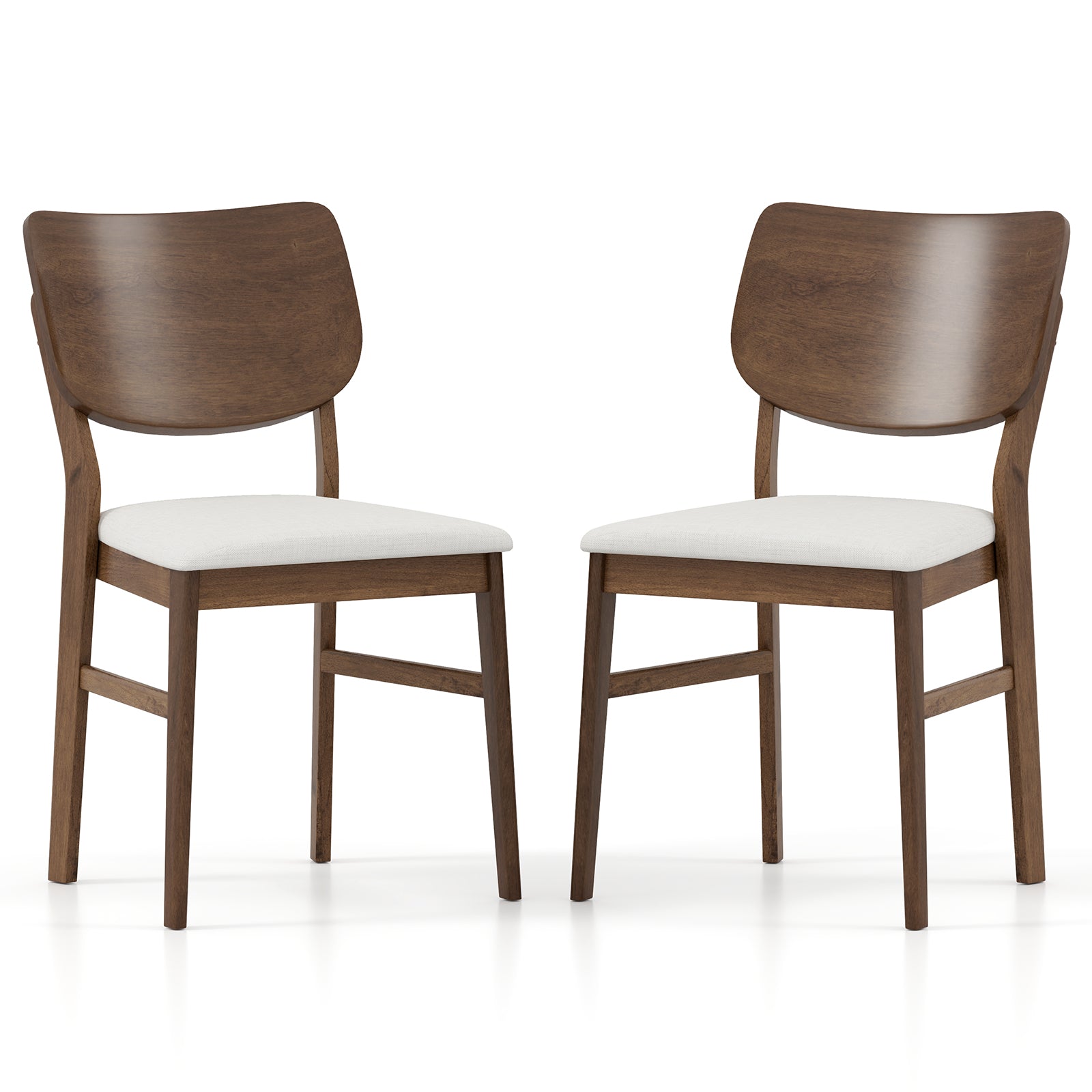 Farmhouse Upholstered Kitchen Chairs Set of 2 with Rubber Wood Frame-Walnut - Walnut