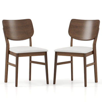 Farmhouse Upholstered Kitchen Chairs Set of 2 with Rubber Wood Frame-Walnut - Walnut