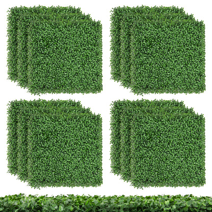 12 Pieces 20 x 20 Inch Artificial Boxwood Wall Panels with Insertable Branches
