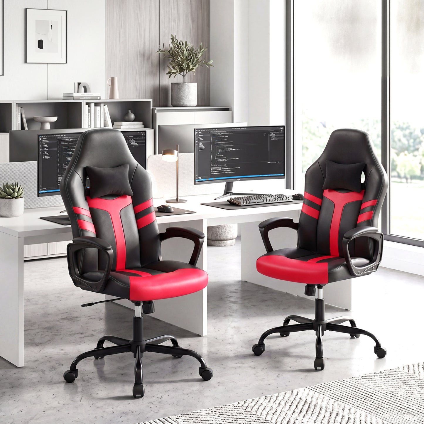 Ergonomic Gaming Chair with Removable Head Pillow & Rocking