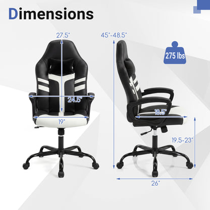 Ergonomic Gaming Chair with Removable Head Pillow & Rocking