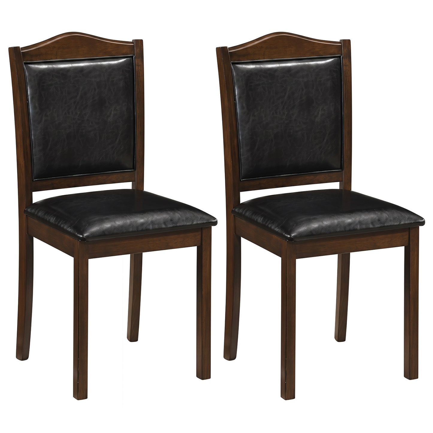 Faux Leather Dining Chairs Set of 2 - Walnut Finish