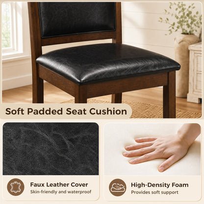 Faux Leather Dining Chairs Set of 2 - Walnut Finish
