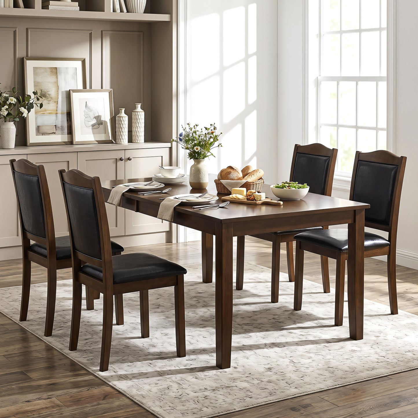 Dining Chairs Set of 4 Faux Leather Upholstered Farmhouse