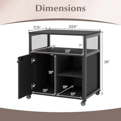 Mobile File Cabinet with Charging Station on Wheels
